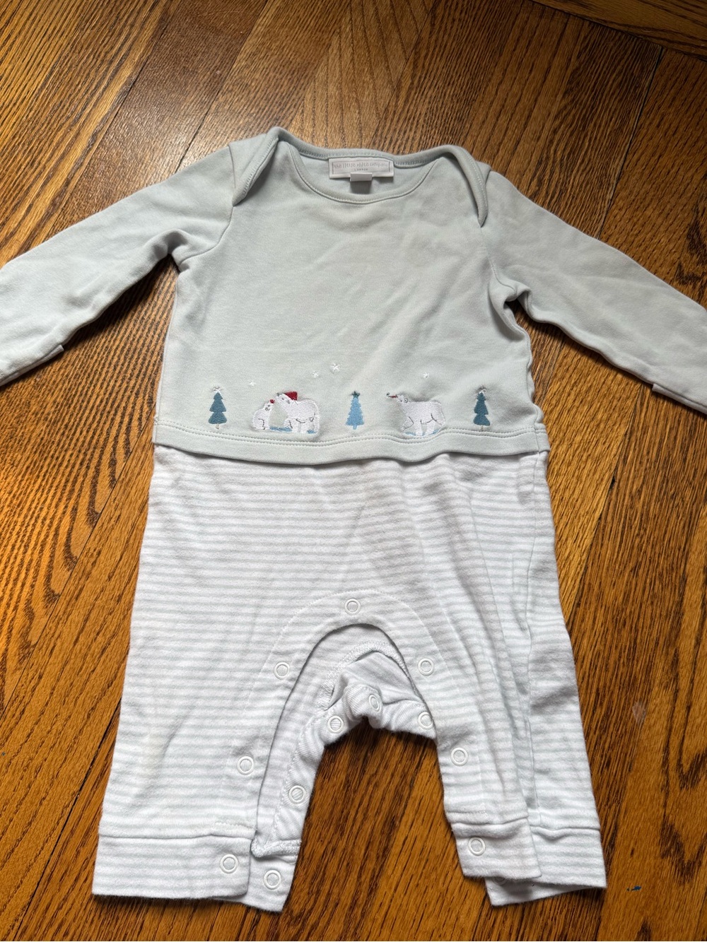 The Little White Company Blue Polar Bear Sleepsuit Pajamas Cotton 3-6 Months EUC